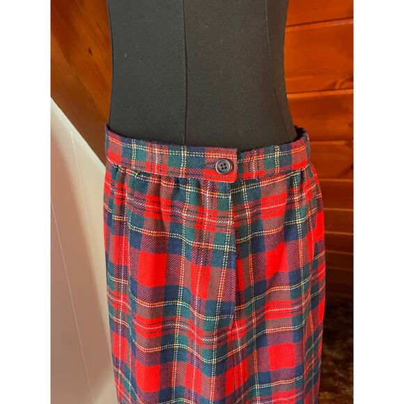 Vintage 70s Pendleton Red Plaid Royal Stewart Tartan Midi Skirt sz 12 - Picture 3 of 7